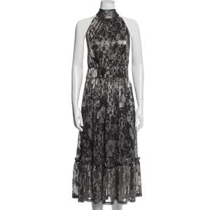 Michael Michael Kors Midi Metallic Flower Print Dress M
